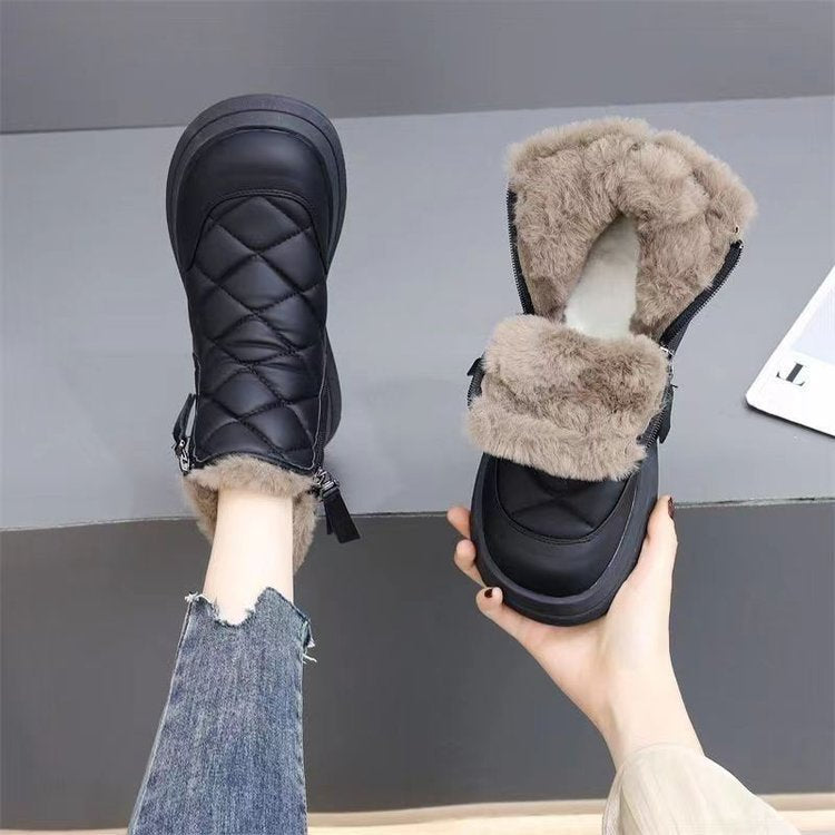 【50% zniżki】👢【35-41】 Nowe bawełniane buty damskie na jesień i zimę, wodoodporne, antypoślizgowe, aksamitne, ciepłe, modne, miękka podeszwa-3903996