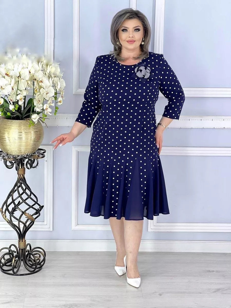 👗🌠Nowy model 2025 elegancka sukienka w kropki, dzwonowy dół, klasyczna moda, wygodna i uniwersalna, pasuje do każdej sylwetki, S-5XL-3897902