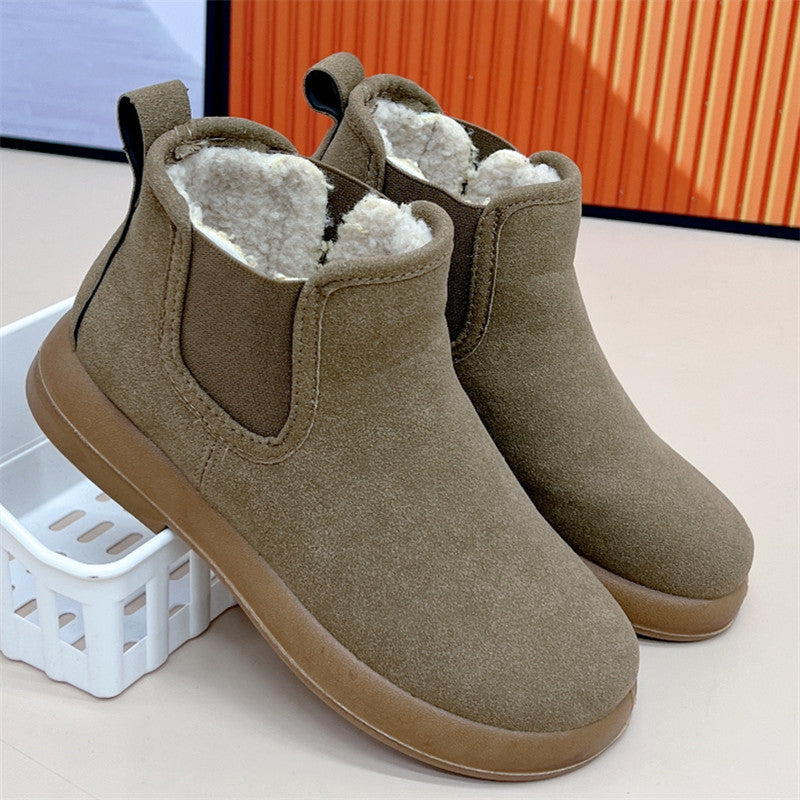 🔥【35-41】👢2024 Zimowe ciepłe kaszmirowe płaskie wygodne, wszechstronne, krótkie buty Buty antypoślizgowe-3844205