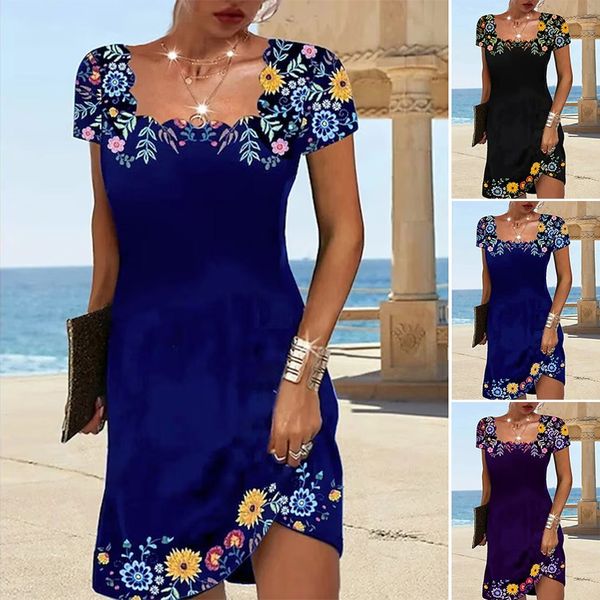 【Oryginalna zniżka fabryczna 45%】2025 Summer Wave Neck Print Short Sleeve Dress