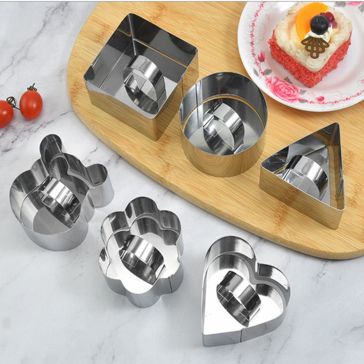 🥞【5 sztuk】 Formy do pieczenia ze stali nierdzewnej o różnych kształtach-3906672