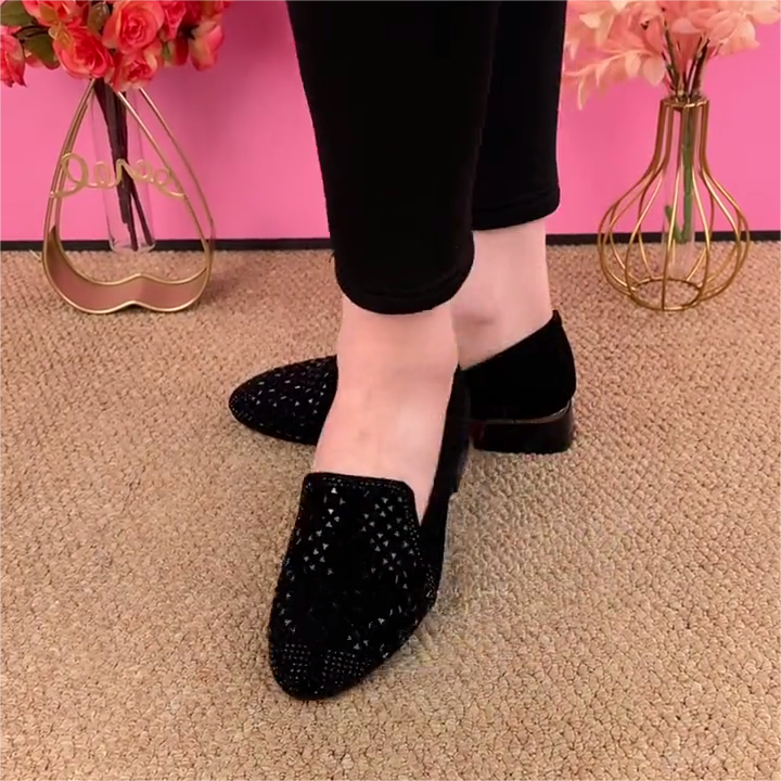 【35-40】Nowe, modne buty damskie z kamieniami szlachetnymi-3911270