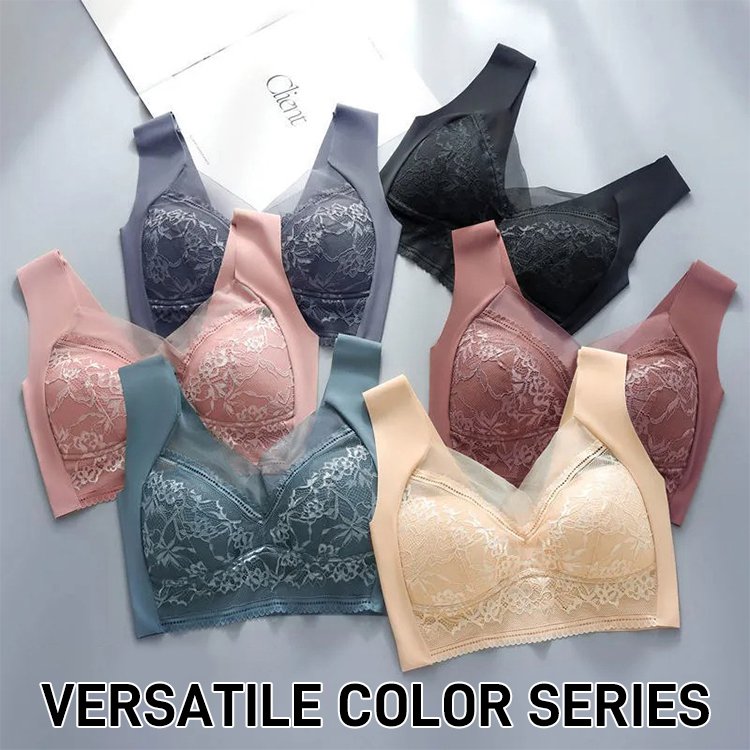 🥰【1 komplet 4 sztuki】👙【40-110 KG】Damski wygodny, bezszwowy koronkowy biustonosz-3878306