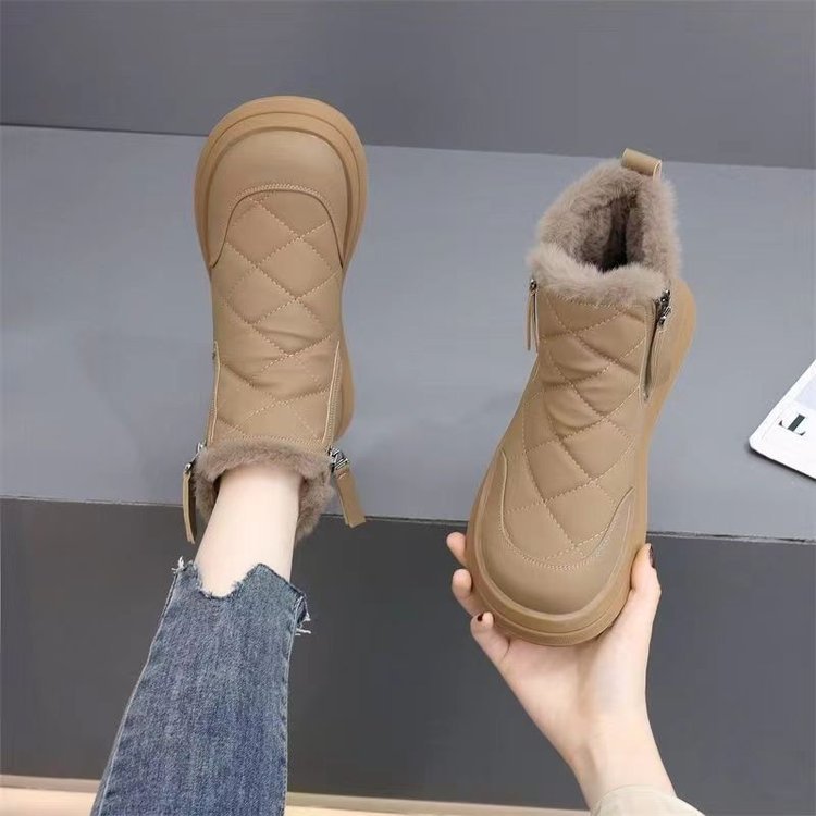 【50% zniżki】👢【35-41】 Nowe bawełniane buty damskie na jesień i zimę, wodoodporne, antypoślizgowe, aksamitne, ciepłe, modne, miękka podeszwa-3903996