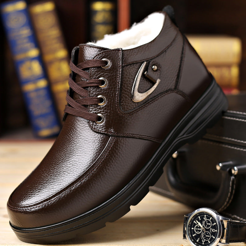 🔥【Nowy produkt】Toamna și iarna 2025, pentru bărbați, catifea, piele moale îngroșată, pantofi casual anti-alunecare, cizme calde din bumbac【38-45】-3910632