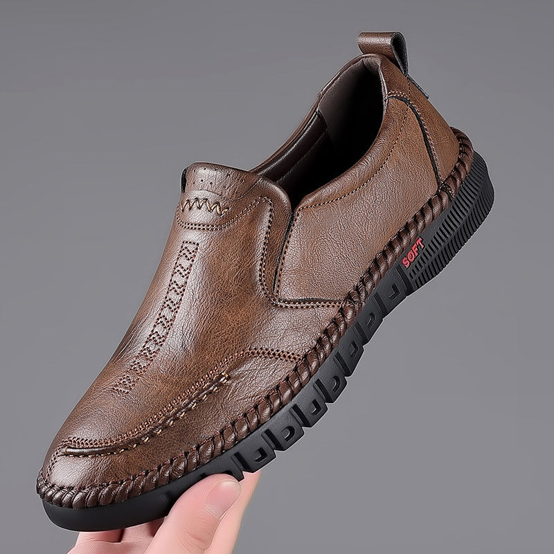 👞【39-44】Nowe męskie skórzane buty casualowe z miękką podeszwą - antypoślizgowe - oddychające-3956081