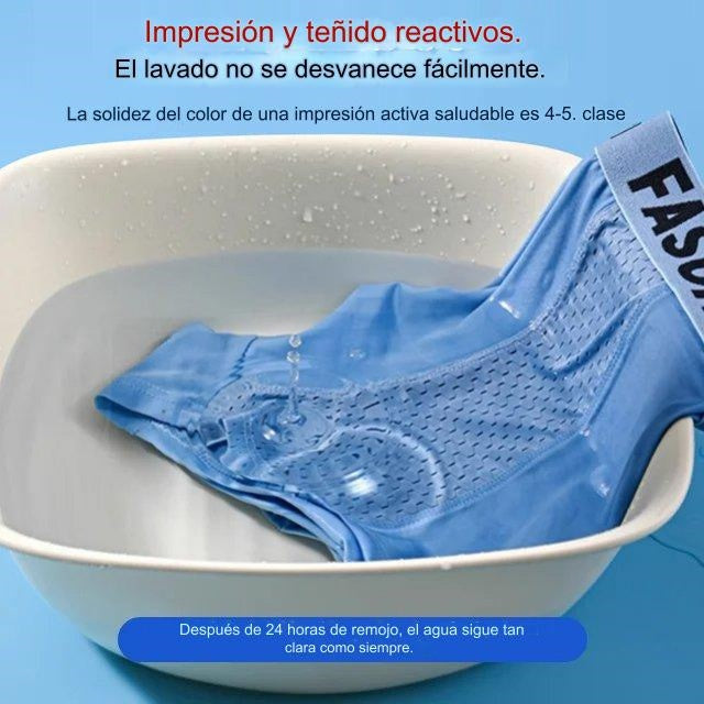 ⏰⏰50% de descuento【6 piezas 32 euros】 Calzoncillos bóxer de malla transpirable de seda helada para hombre