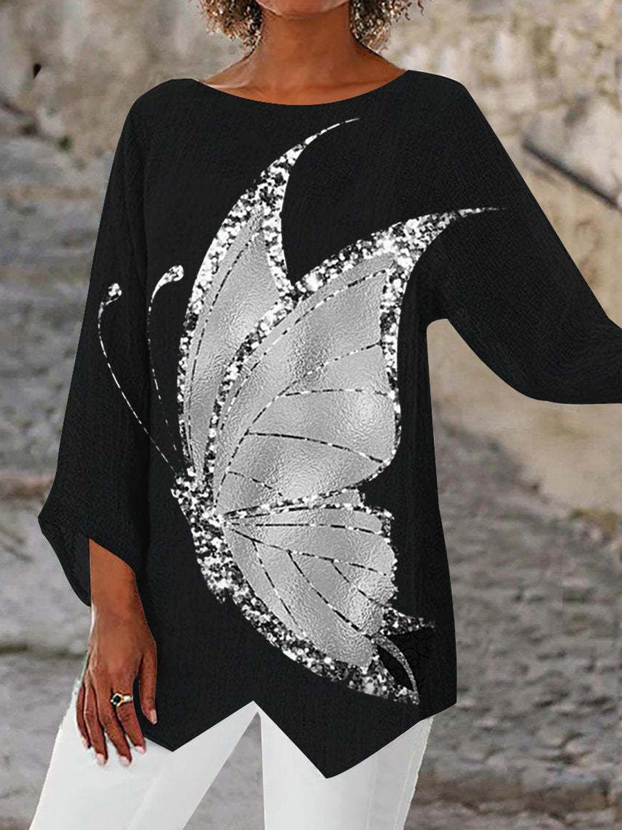 【S-6XL】2025 Wiosna Nowy Modny Luźny Top Z Cekinami W Gwiazdki