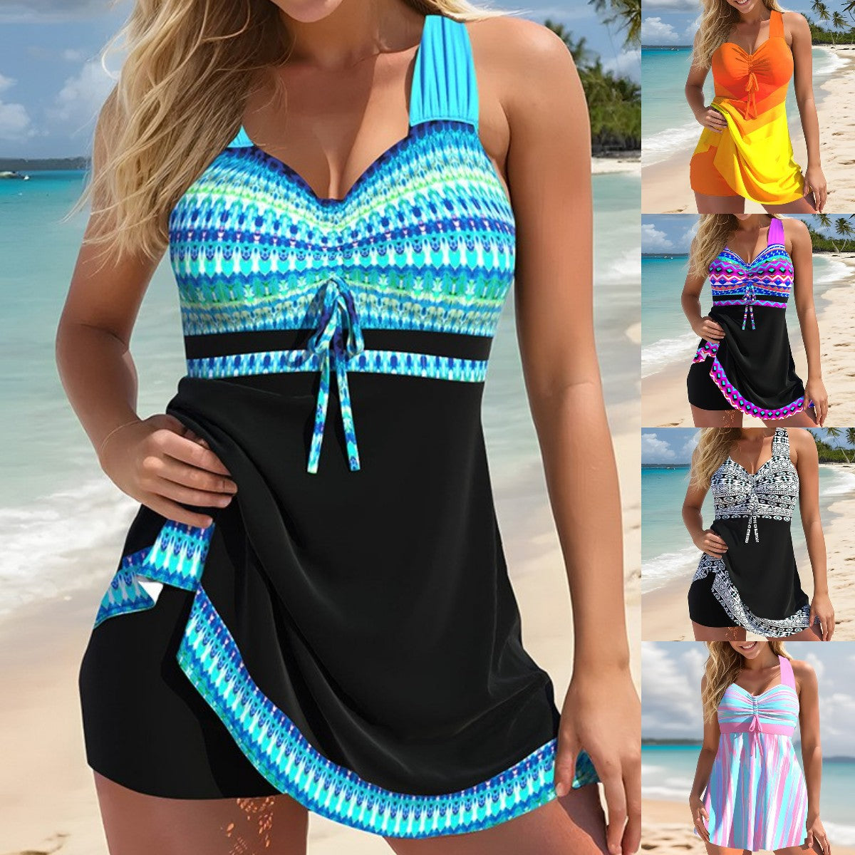 🏖️【S-5XL】2025 damski zestaw kostiumów kąpielowych z nadrukiem-3921574