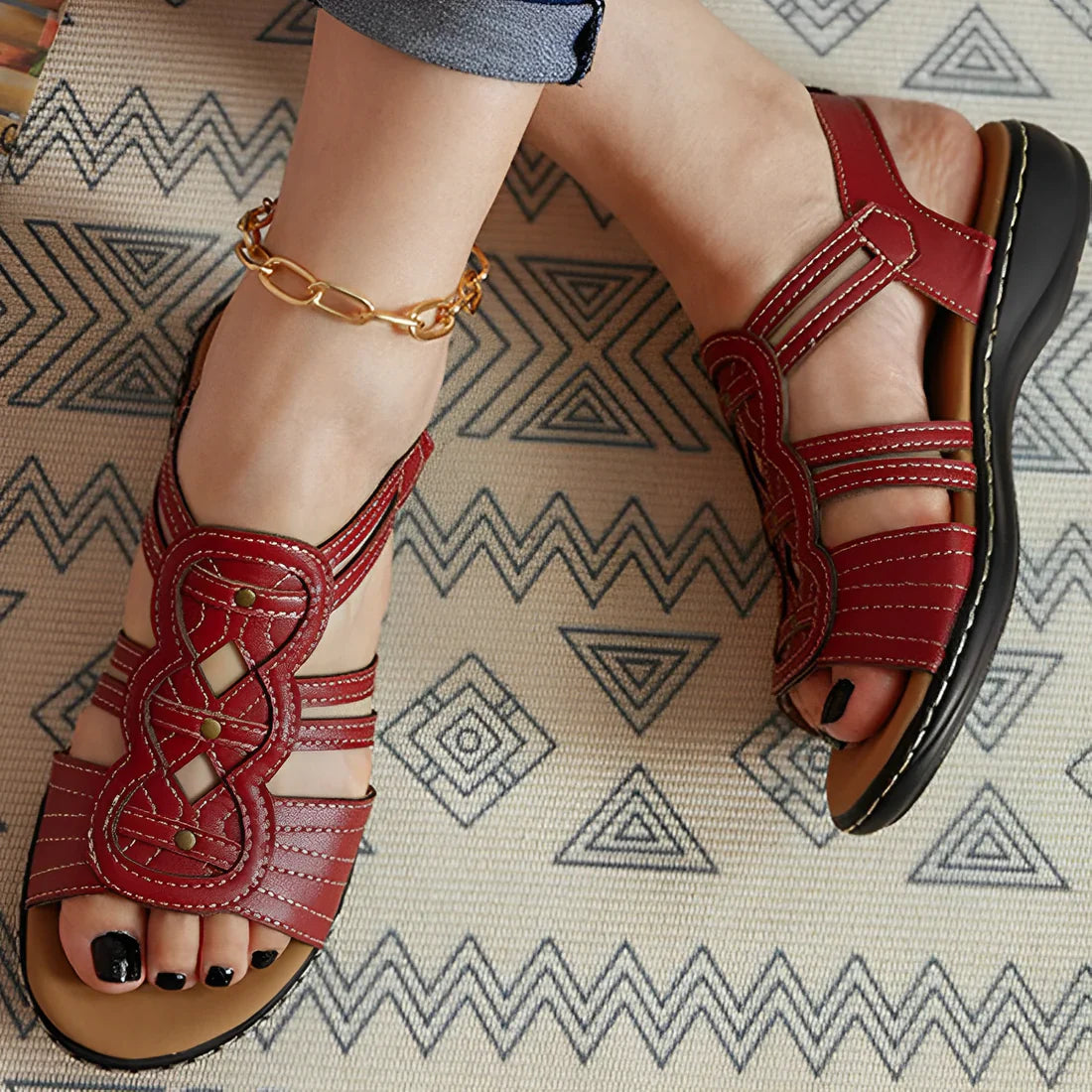 👡Oryginalna zniżka fabryczna 45%【35-43】Lato nowe miękkie i wygodne damskie skórzane sandały 5 cm-miękki spód antypoślizgowy