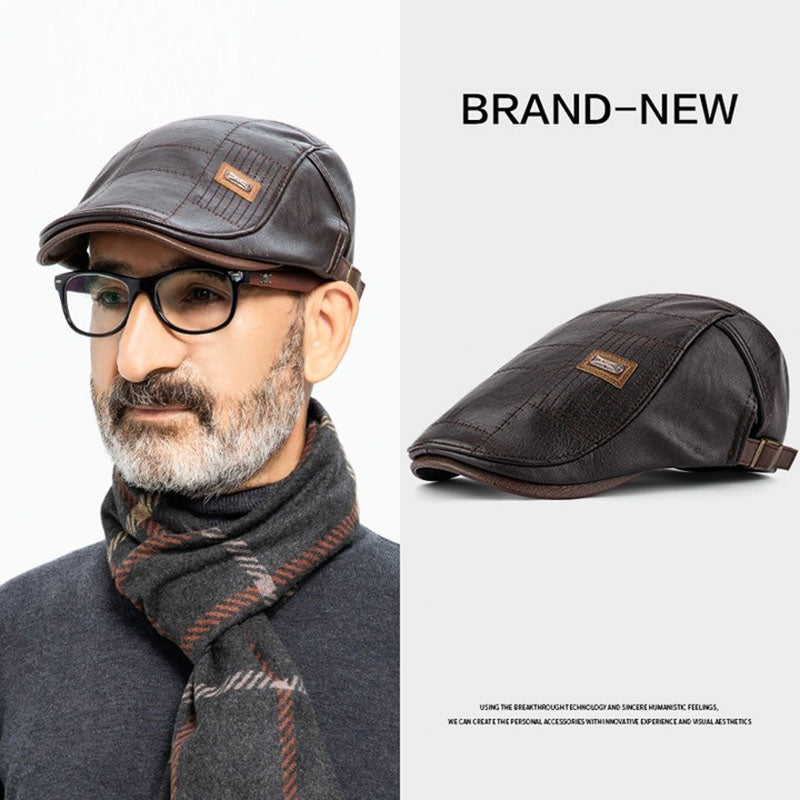 🧢【Kup jeden, drugi dostaniesz gratis】🔥Męski beret skórzany w stylu vintage-3806630