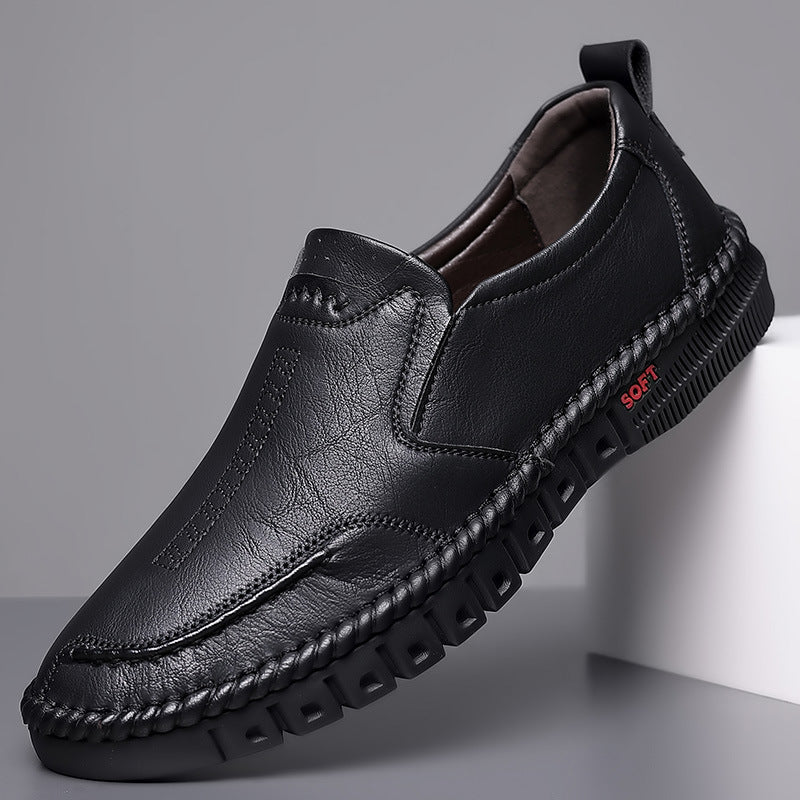 👞【39-44】Nowe męskie skórzane buty casualowe z miękką podeszwą - antypoślizgowe - oddychające-3956081