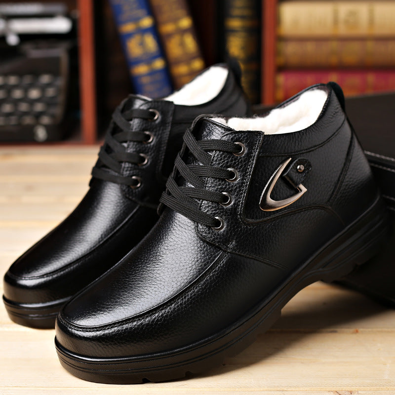 🔥【Nowy produkt】Toamna și iarna 2025, pentru bărbați, catifea, piele moale îngroșată, pantofi casual anti-alunecare, cizme calde din bumbac【38-45】-3910632