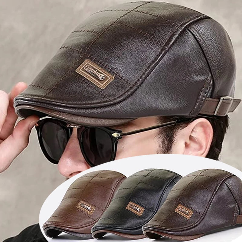 🧢【Kup jeden, drugi dostaniesz gratis】🔥Męski beret skórzany w stylu vintage-3806630
