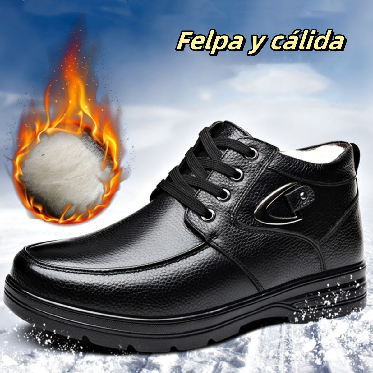 🔥【Nowy produkt】Toamna și iarna 2025, pentru bărbați, catifea, piele moale îngroșată, pantofi casual anti-alunecare, cizme calde din bumbac【38-45】-3910632