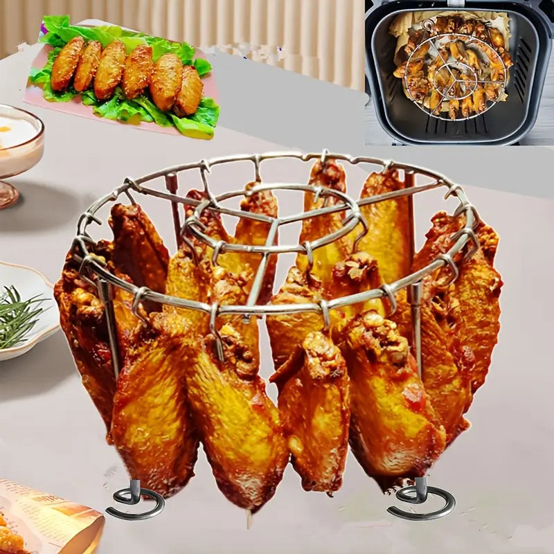 【💥Oferta ograniczona czasowo】🍢🍖🍗 Grill ze stali nierdzewnej 304, 24 szaszłyki, Beztłuszczowa frytkownica-3908501