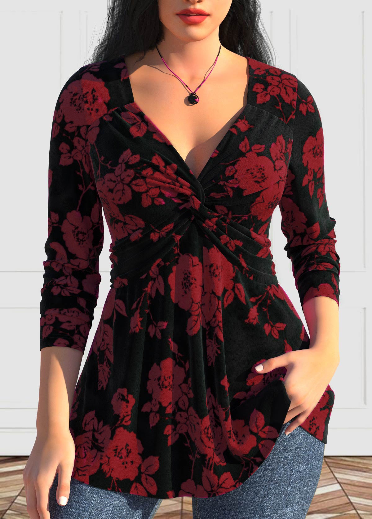 【Tylko teraz: -40%】【L-6XL】 Top z długimi rękawami i nadrukiem w nowym stylu-3884455