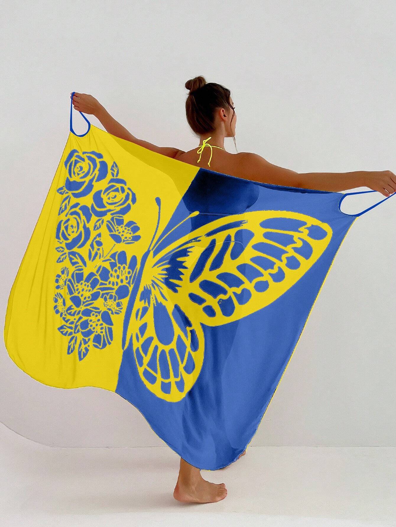 ✨【Nowy produkt ze zniżką】🦋🦋Nowe damskie szyfonowe narzutki przeciwsłoneczne z nadrukiem motyli na plażę 2025-3978985