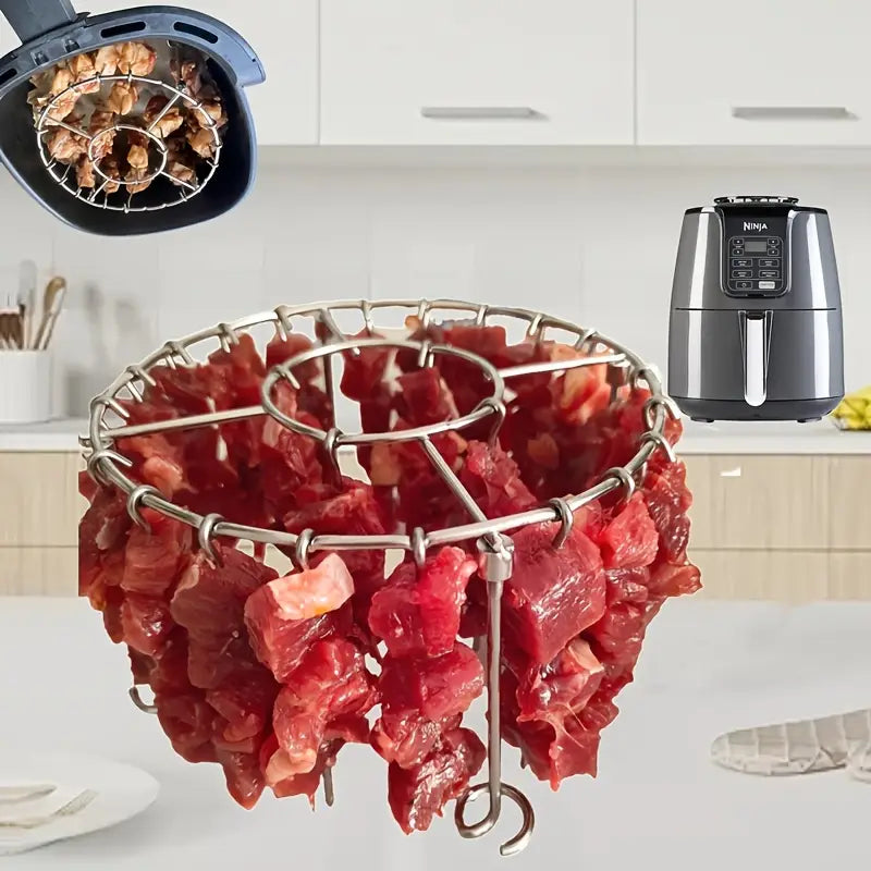 【💥Oferta ograniczona czasowo】🍢🍖🍗 Grill ze stali nierdzewnej 304, 24 szaszłyki, Beztłuszczowa frytkownica-3908501
