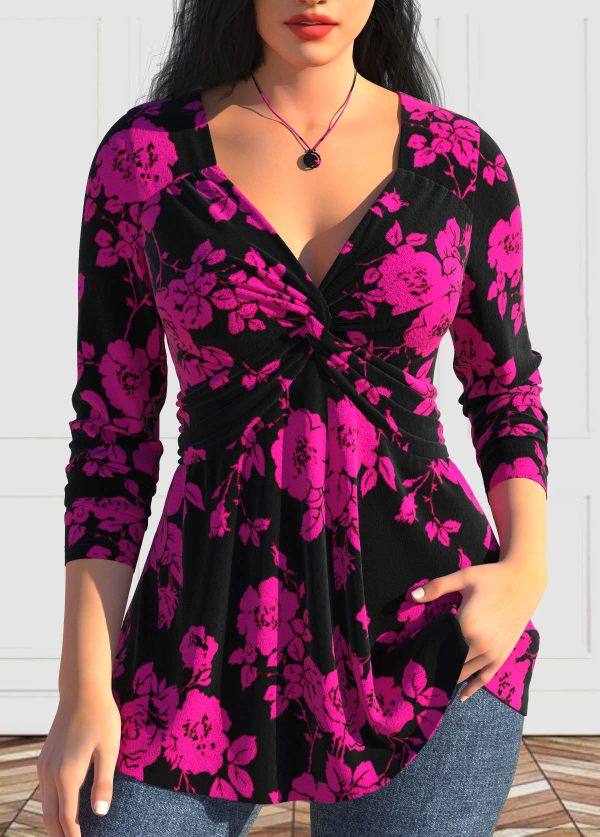 【Tylko teraz: -40%】【L-6XL】 Top z długimi rękawami i nadrukiem w nowym stylu-3884455