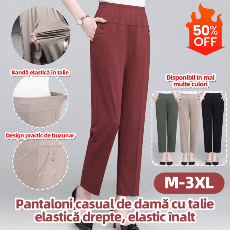 🔥【45% zniżki przez ograniczony czas】Dámske ležérne nohavice s rovným elastickým pásom, vysoká elasticita