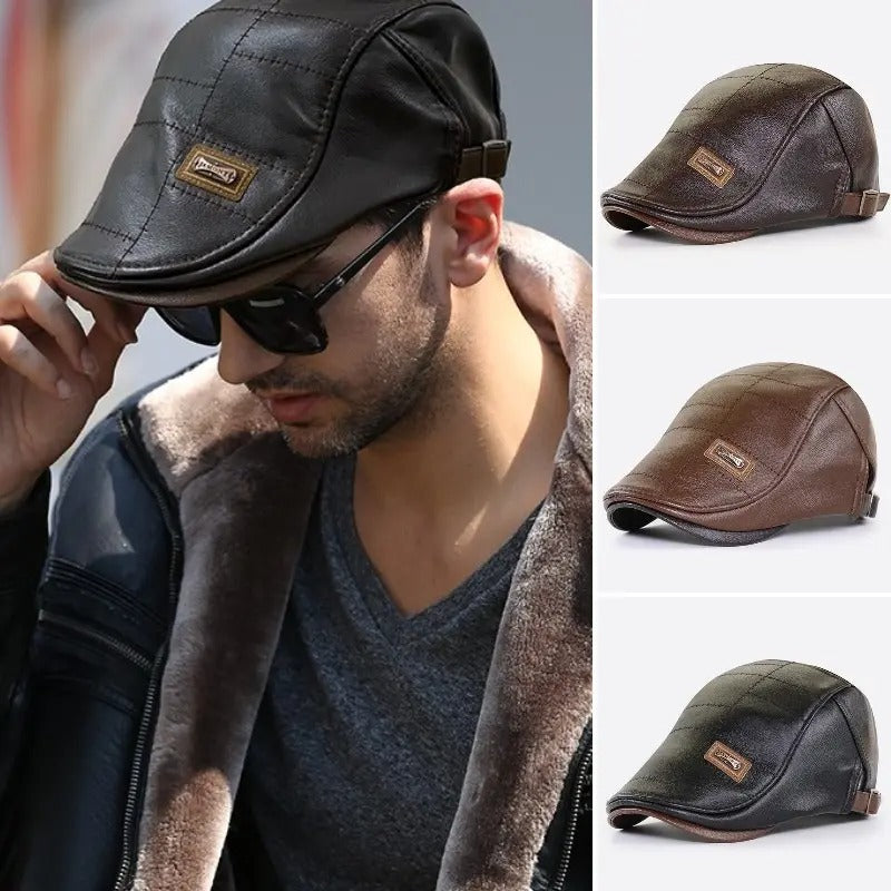 🧢【Kup jeden, drugi dostaniesz gratis】🔥Męski beret skórzany w stylu vintage-3806630