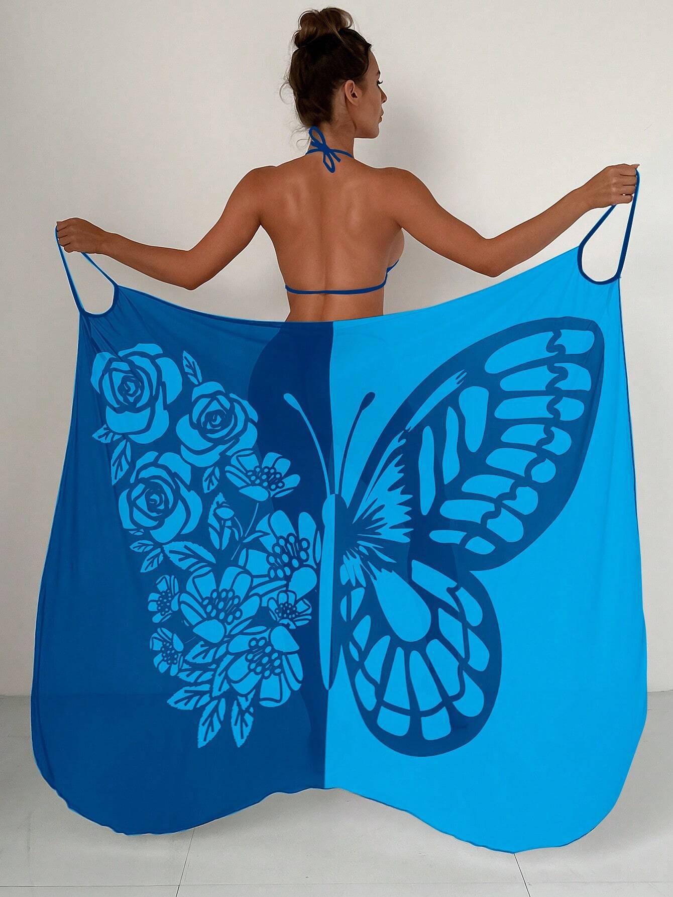 ✨【Nowy produkt ze zniżką】🦋🦋Nowe damskie szyfonowe narzutki przeciwsłoneczne z nadrukiem motyli na plażę 2025-3978985
