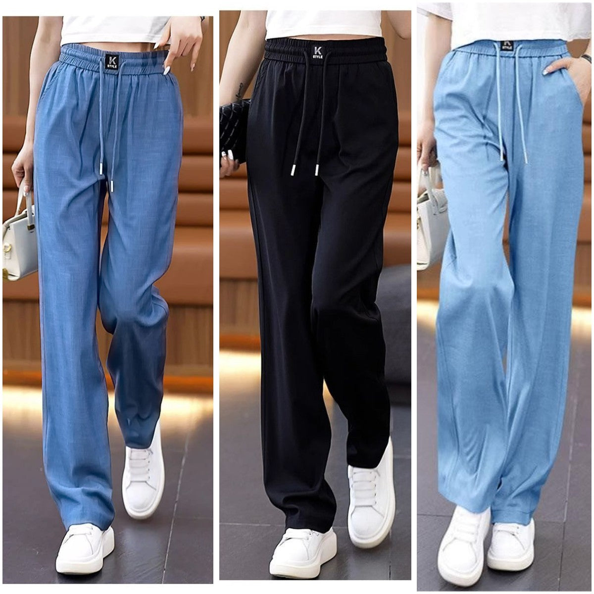 ❤️2025【S-3XL】 Dżinsy z wysokim stanem i szerokimi nogawkami typu Ice Silk-3926146