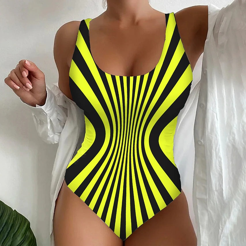 【45% zniżki】【😍S~6XL】Seksowny, jednoczęściowy kostium kąpielowy w paski-3896717