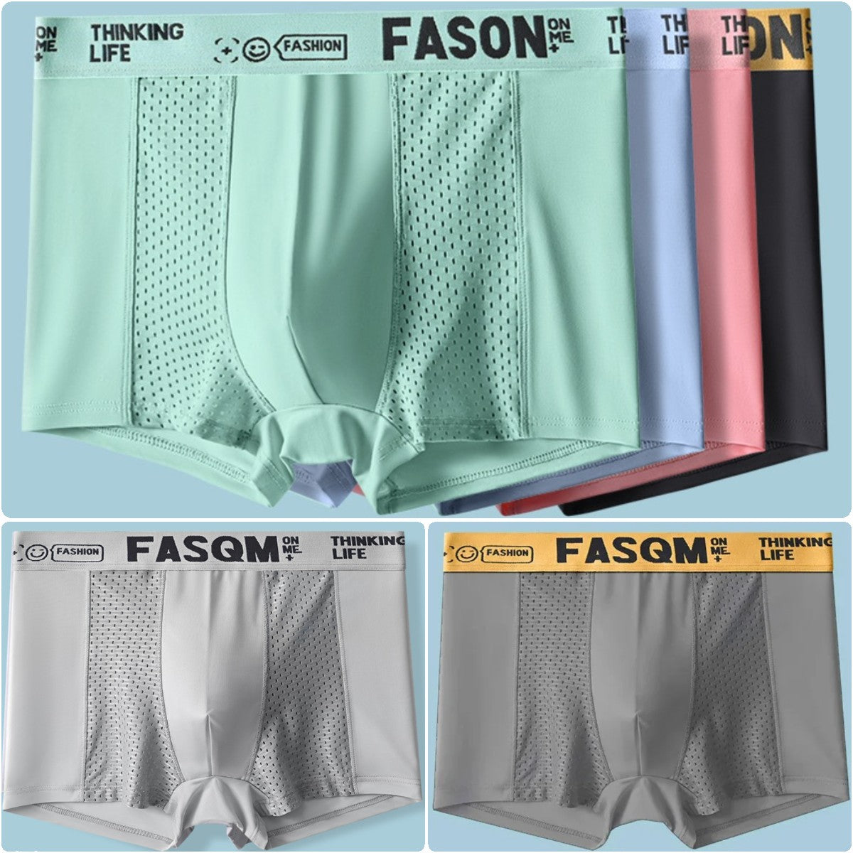 ⏰⏰50% de descuento【6 piezas 32 euros】 Calzoncillos bóxer de malla transpirable de seda helada para hombre