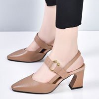 【Nowy produkt】Letnie skórzane modne szpilki na grubym obcasie