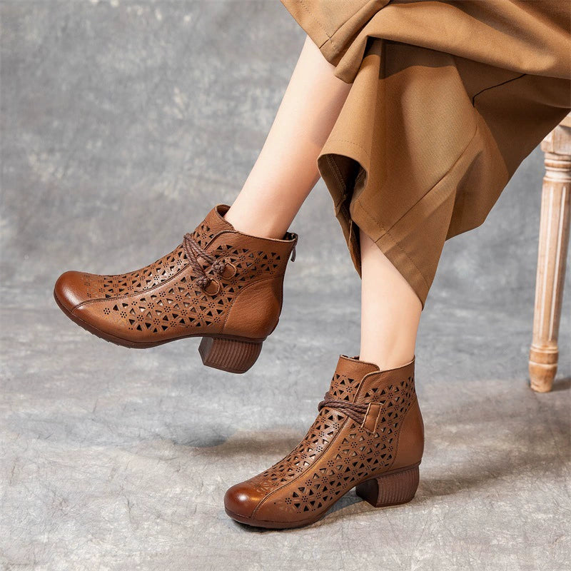 👢【35-40】 2025 Lato Nowe Oddychające Botki Na Grubym Obcasie-3913976