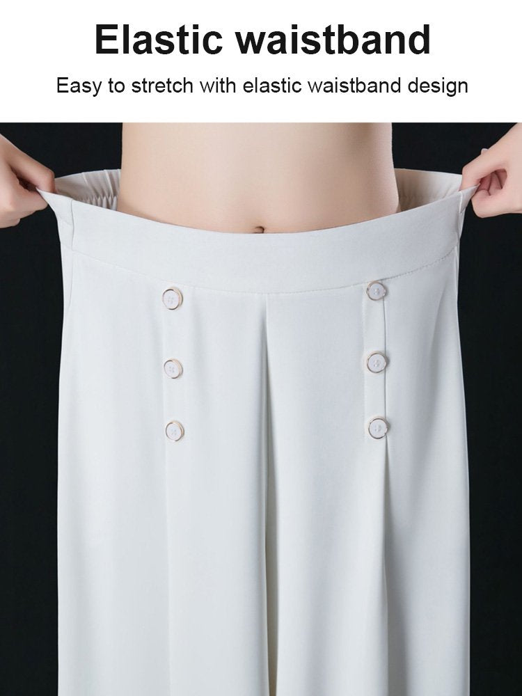【45% zniżki】【M-5XL】Modna, drapowana spódnica damska z szerokimi nogawkami i wysokim stanem-3895045