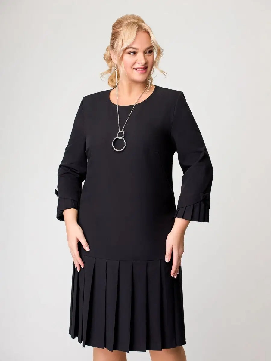 💌 【S-5XL】👗 2024 zimowa nowa wysokiej jakości elegancka sukienka w jednolitym kolorze -- 3876246