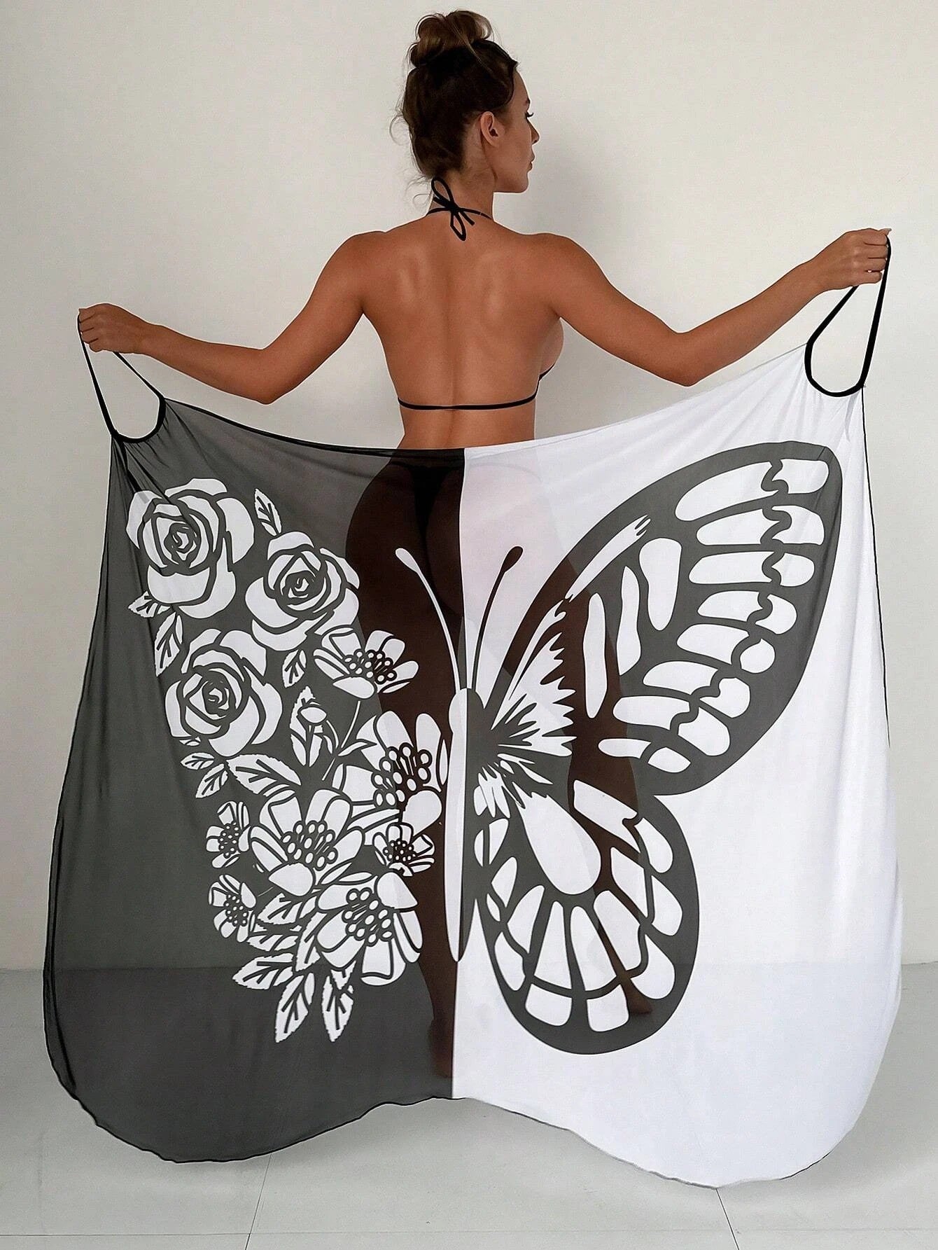 ✨【Nowy produkt ze zniżką】🦋🦋Nowe damskie szyfonowe narzutki przeciwsłoneczne z nadrukiem motyli na plażę 2025-3978985