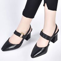 【Nowy produkt】Letnie skórzane modne szpilki na grubym obcasie