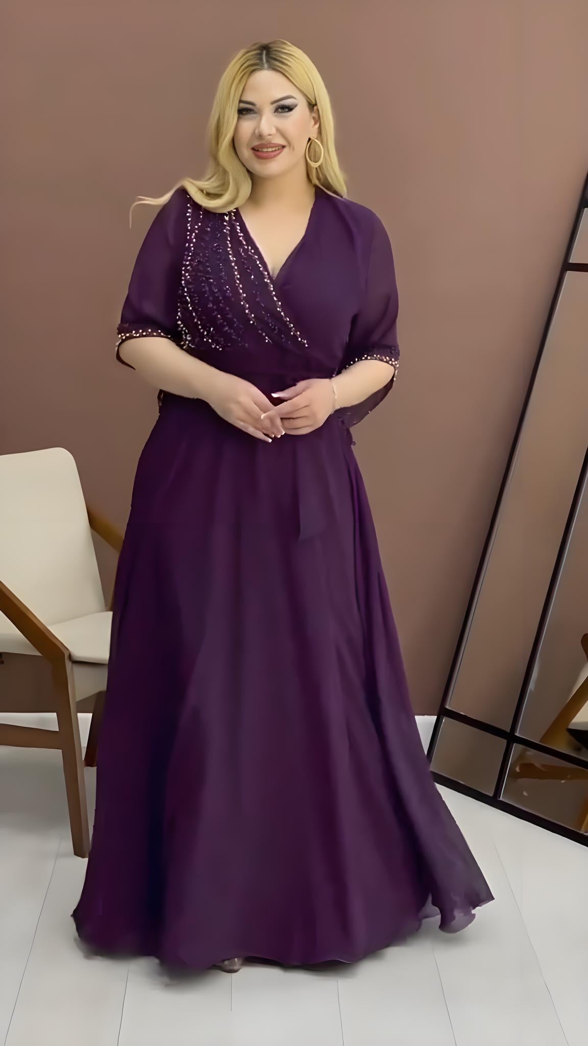🔥✨【Vânzare fierbinte🔥】【S-5XL】 Rochie de înaltă calitate cu decolteu în V, la modă și elegantă, în stil nou 2025