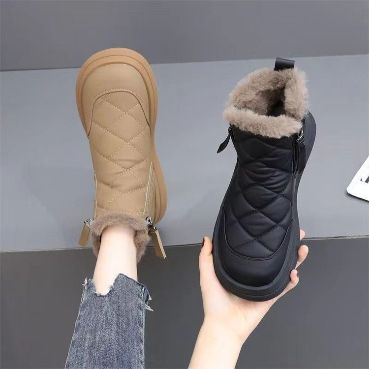 【50% zniżki】👢【35-41】 Nowe bawełniane buty damskie na jesień i zimę, wodoodporne, antypoślizgowe, aksamitne, ciepłe, modne, miękka podeszwa-3903996