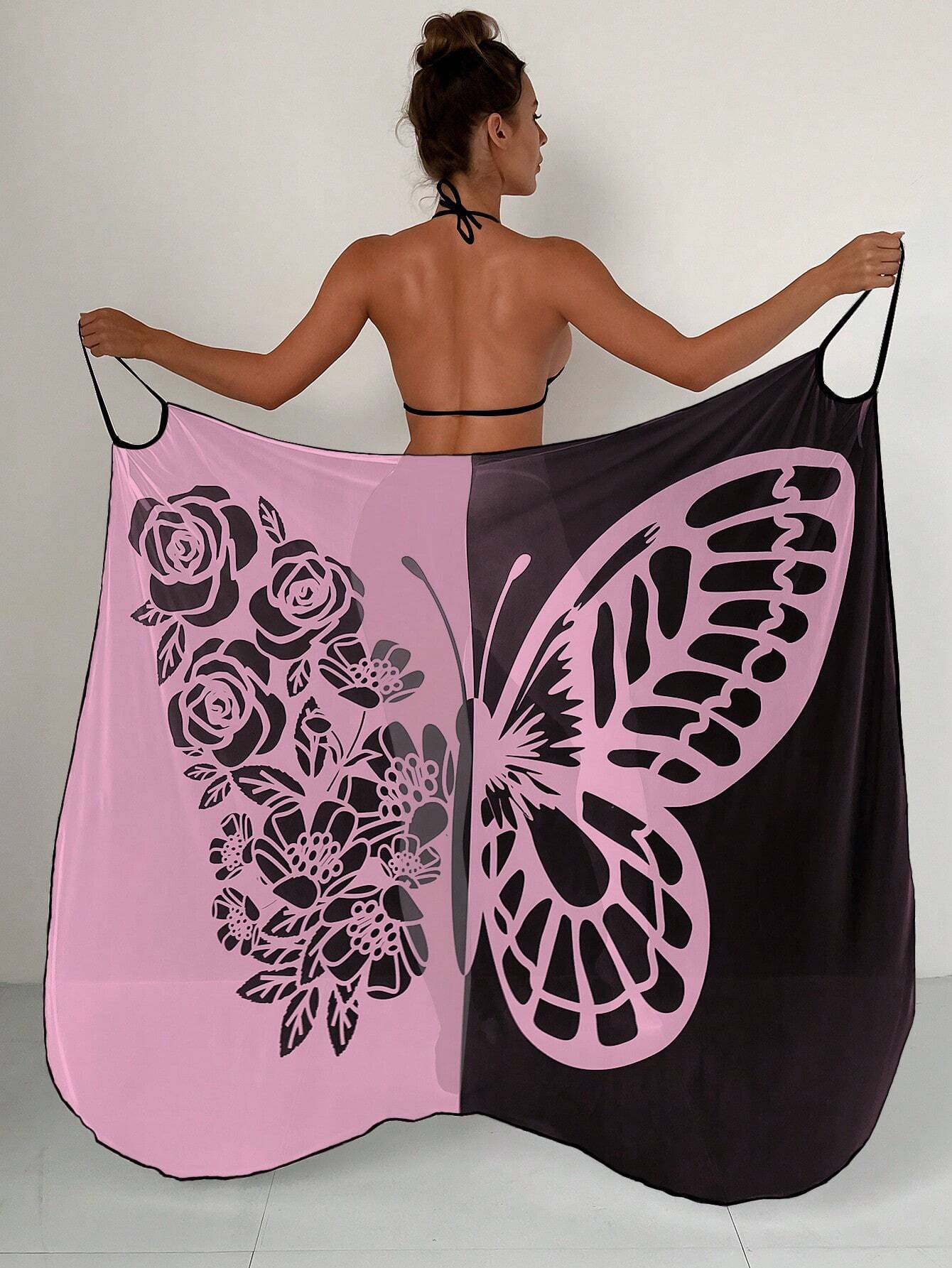 ✨【Nowy produkt ze zniżką】🦋🦋Nowe damskie szyfonowe narzutki przeciwsłoneczne z nadrukiem motyli na plażę 2025-3978985