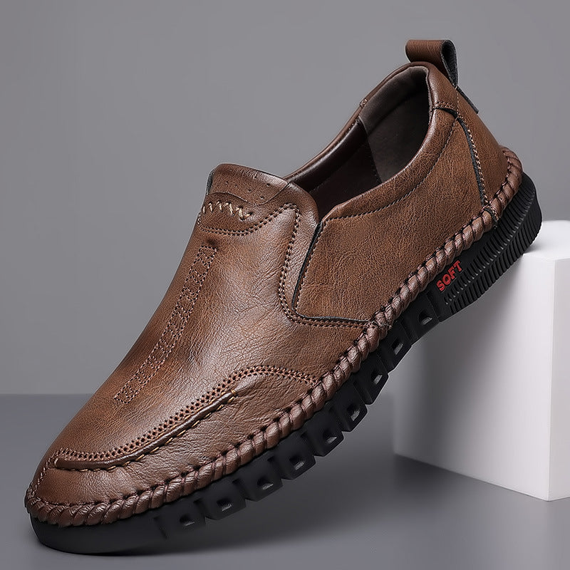 👞【39-44】Nowe męskie skórzane buty casualowe z miękką podeszwą - antypoślizgowe - oddychające-3956081