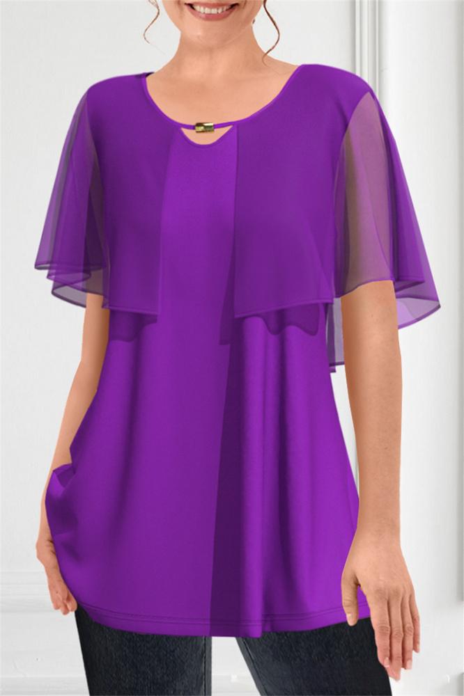 【S-3XL】💙Nowe stylowe, wiosenne topy, jednokolorowe, peleryny dla kobiet-3970449