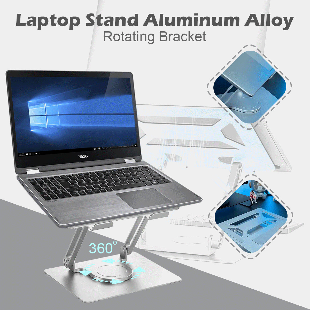 💻【Najniższe ceny na rynku】Podstawka pod laptopa Obrotowa podstawka ze stopu aluminium ze stopu aluminium-3887335