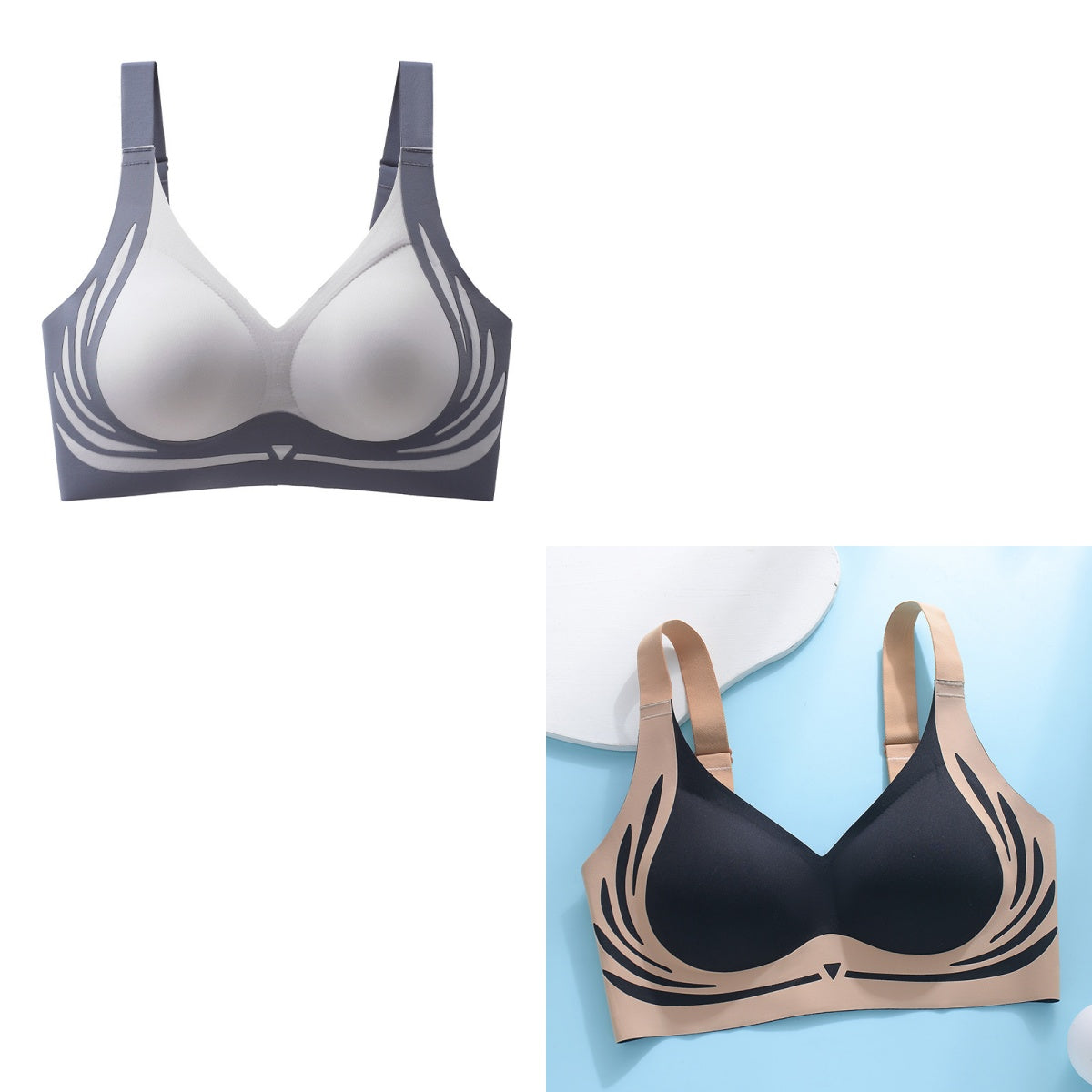 😍【Paquete de 2】Sujetador de una pieza sin aros para mujer❤️【40-85 kg】