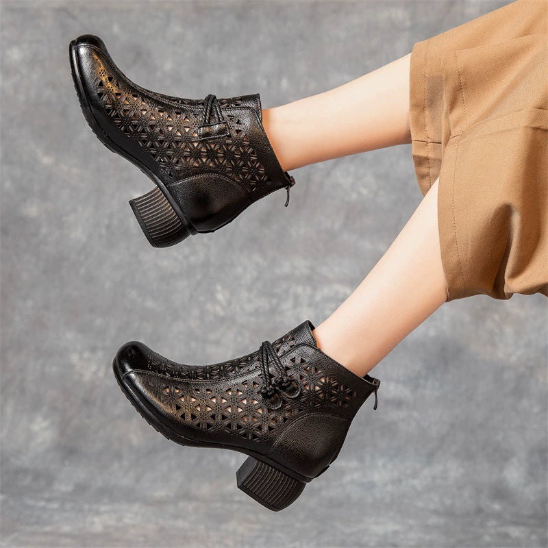 👢【35-40】 2025 Lato Nowe Oddychające Botki Na Grubym Obcasie-3913976