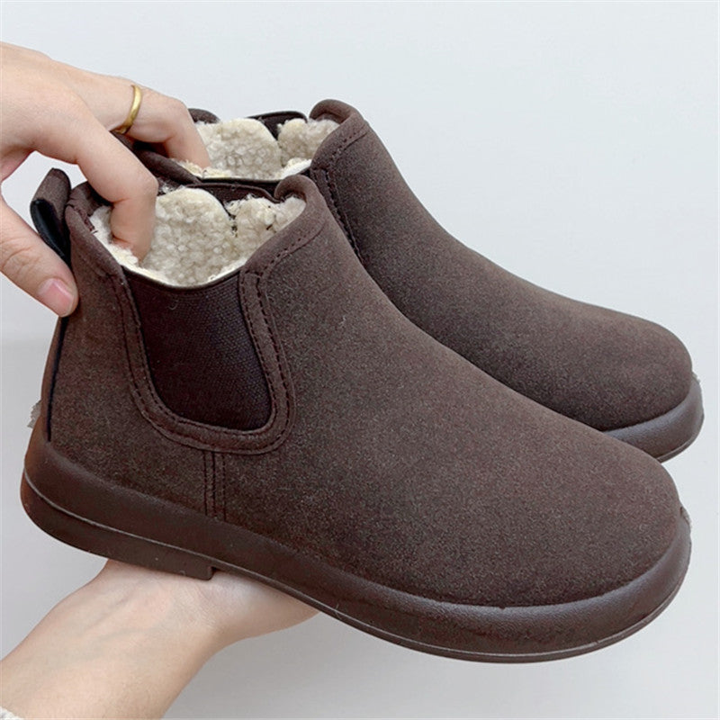 🔥【35-41】👢2024 Zimowe ciepłe kaszmirowe płaskie wygodne, wszechstronne, krótkie buty Buty antypoślizgowe-3844205
