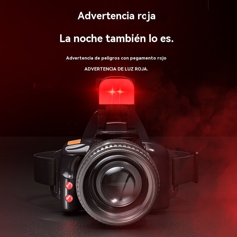 🔥Linterna frontal con reflector para acampar al aire libre 🔦Lámpara LED recargable de larga duración para pesca nocturna y minería