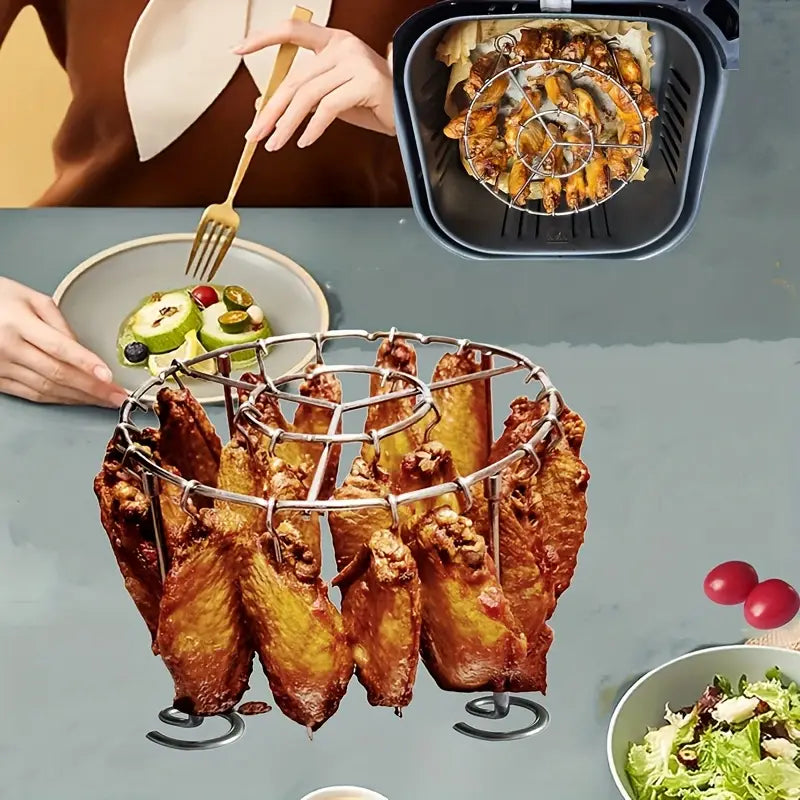 【💥Oferta ograniczona czasowo】🍢🍖🍗 Grill ze stali nierdzewnej 304, 24 szaszłyki, Beztłuszczowa frytkownica-3908501