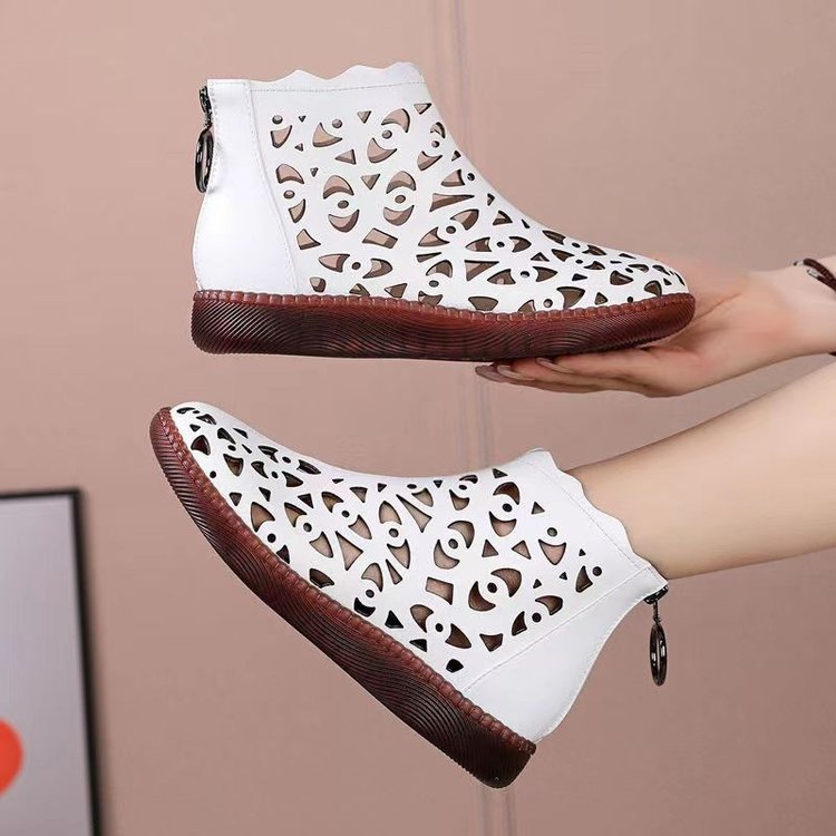 👡【Nowość na wiosnę】【35-42】 2025 nowe buty na co dzień z wydrążoną płaską podeszwą i miękką skórą-3897562
