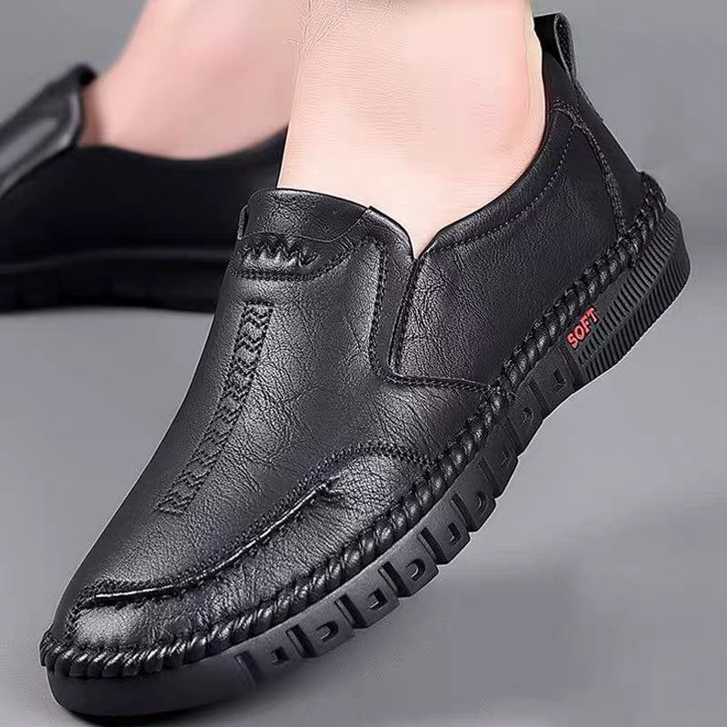 👞【39-44】Nowe męskie skórzane buty casualowe z miękką podeszwą - antypoślizgowe - oddychające-3956081