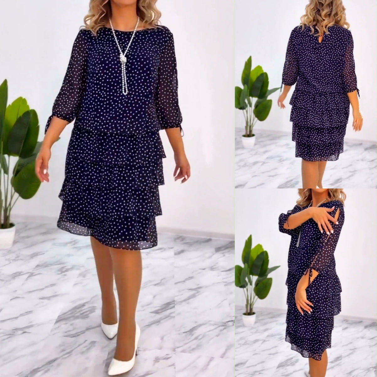 🥰【S-5XL】2025 Nowa elegancka luźna sukienka w kropki